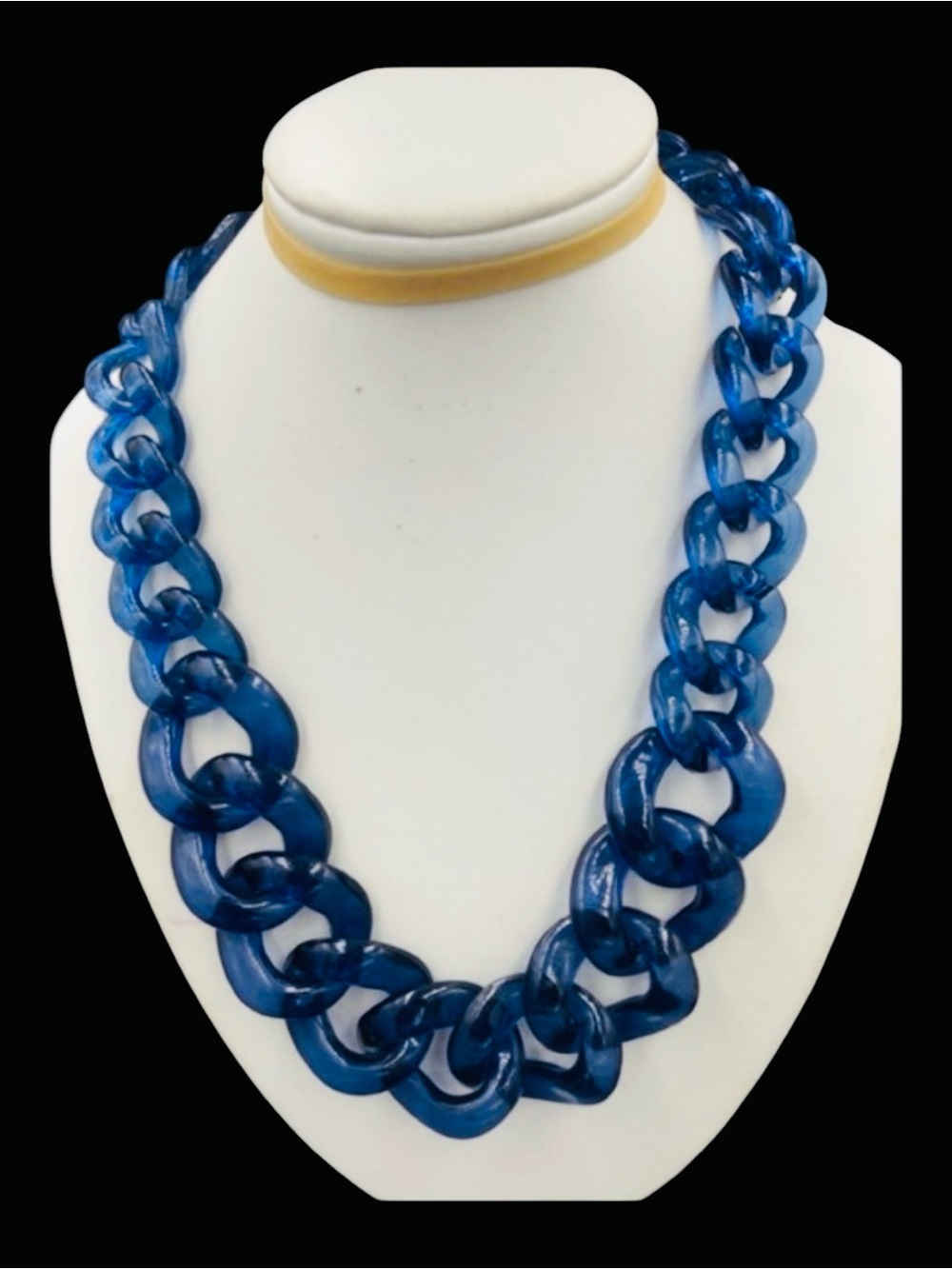 Vintage Translucent Sapphire Blue Lucite Link Necklace